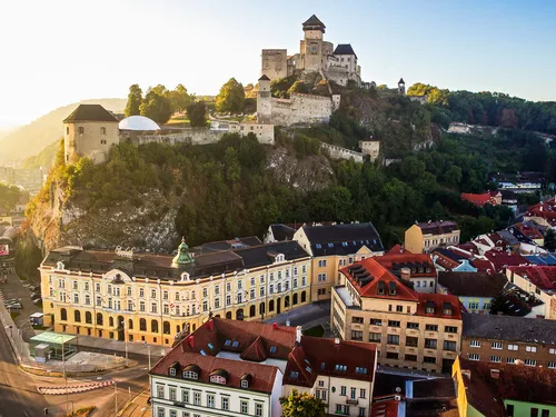 Aerial view of Trencin with Hotel Elizabeth and Trencin Castle (c) Photo Hotel Elizabeth