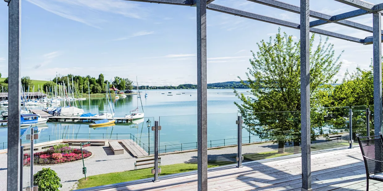 View of the lake from Restaurant Schlosshotel Iglhauser on Mattsee (c) Ebihara Photography